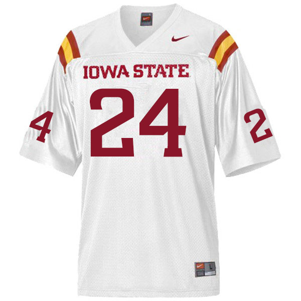 Men #24 D.J. Miller Iowa State Cyclones College Football Jerseys Sale-White